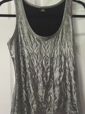 Metallic Silver Sleeveless Tank Top